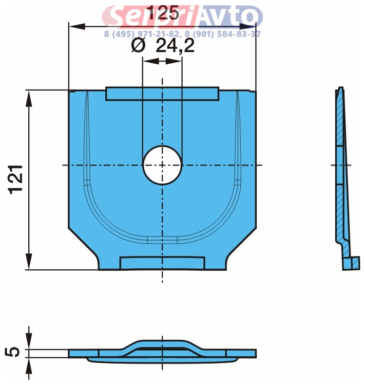 Вкладыш кронштейна рессоры  BPW (М24= 120x125x5 мм)